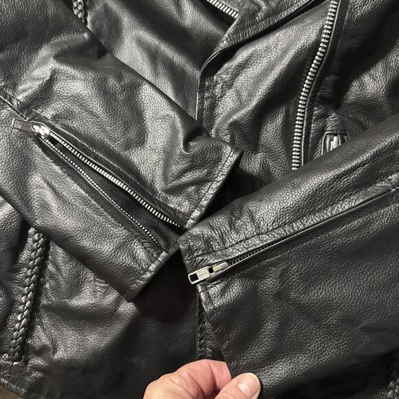 Viking Cycle Black leather Motorcycle Biker Jacket  Unisex’s 4XL Vintage Y2K - Picture 15 of 16